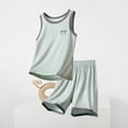 thumbnail image 2 of Afuyipoi Boys Girls 2-Piece Breathable Summer Outfit (1-15 Years) Soft Sleeveless Tank Top and Elastic Waist Shorts Set For Toddler and Kids Green 14/15, 2 of 5