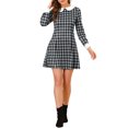 thumbnail image 2 of INSPIRE CHIC Women's Halloween Costumes Contrast Peter Pan Collar Long Sleeve A-Line Plaid Dress, 2 of 6