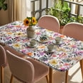 thumbnail image 3 of Spring Botanical Table Cloths for 3 Foot Rectangle Tables, Watercolor Floral Flowers Country Vintage Patio Waterproof Elastic Fitted Tablecloths, Washable Rectangular Table Cover for Camping, 3 of 8