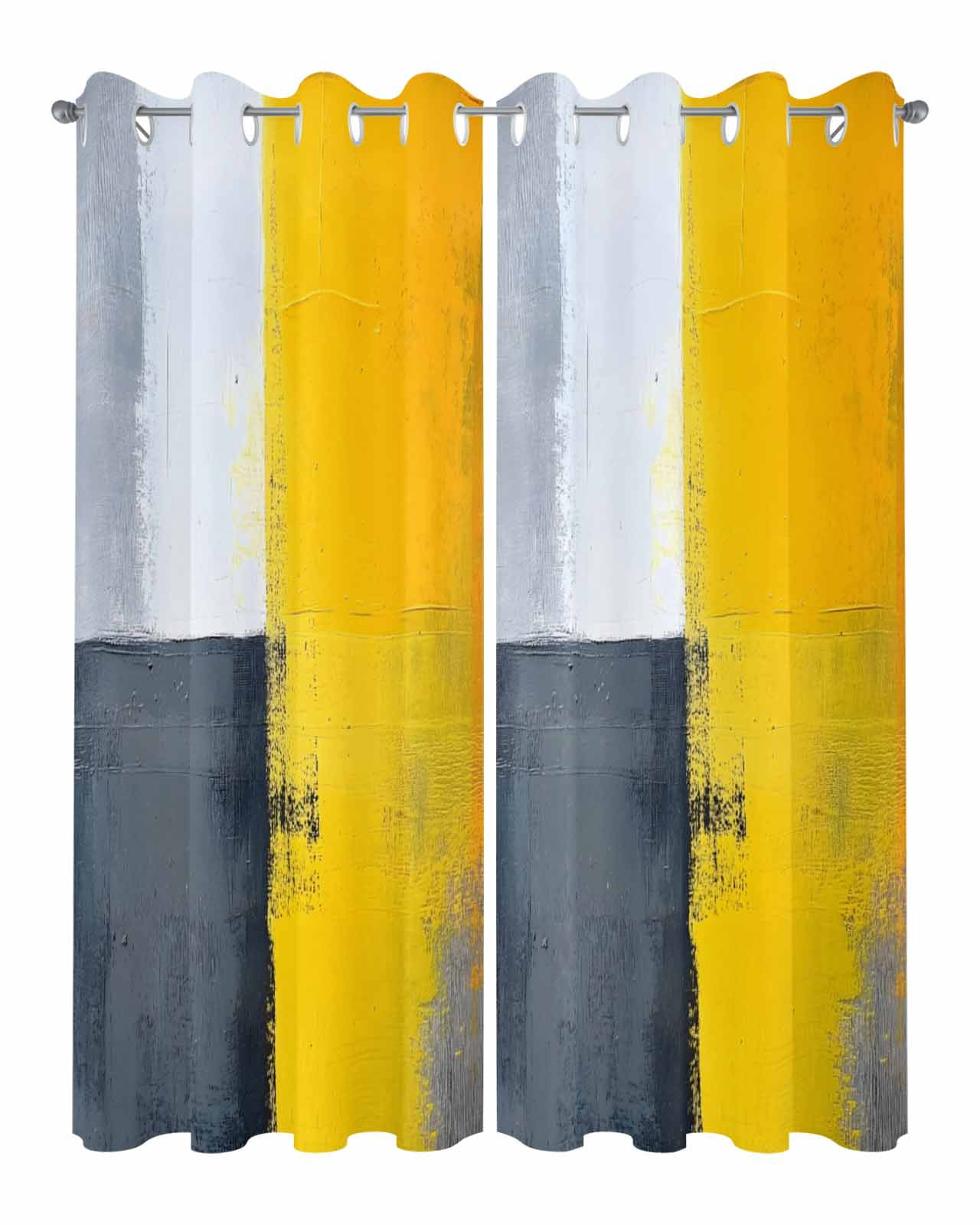 nqOlkjepod Outdoor Curtains for Patio Waterproof, Yellow Grey Outdoor Privacy Panels Grommet, Oil Painting Abstract Artwork Blackout Outside Curtains for Porch/Cabana/Pergola 54"x84", 2 Panels
