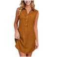 thumbnail image 3 of TaTaai Women's Sleeveless Collared Half Placket Solid Casual Dress Breathable Moisture Wicking Side Pockets Curved Hem Wrinkle Resistant for Spring Summer Beach Cover-Up Office Casual Gift, 3 of 9