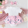 thumbnail image 2 of Akiihool Baby Girl Clothes Ruffle Short Sleeve Romper + Headband 2PCS Outfits Set (Pink,9-12 Months), 2 of 6