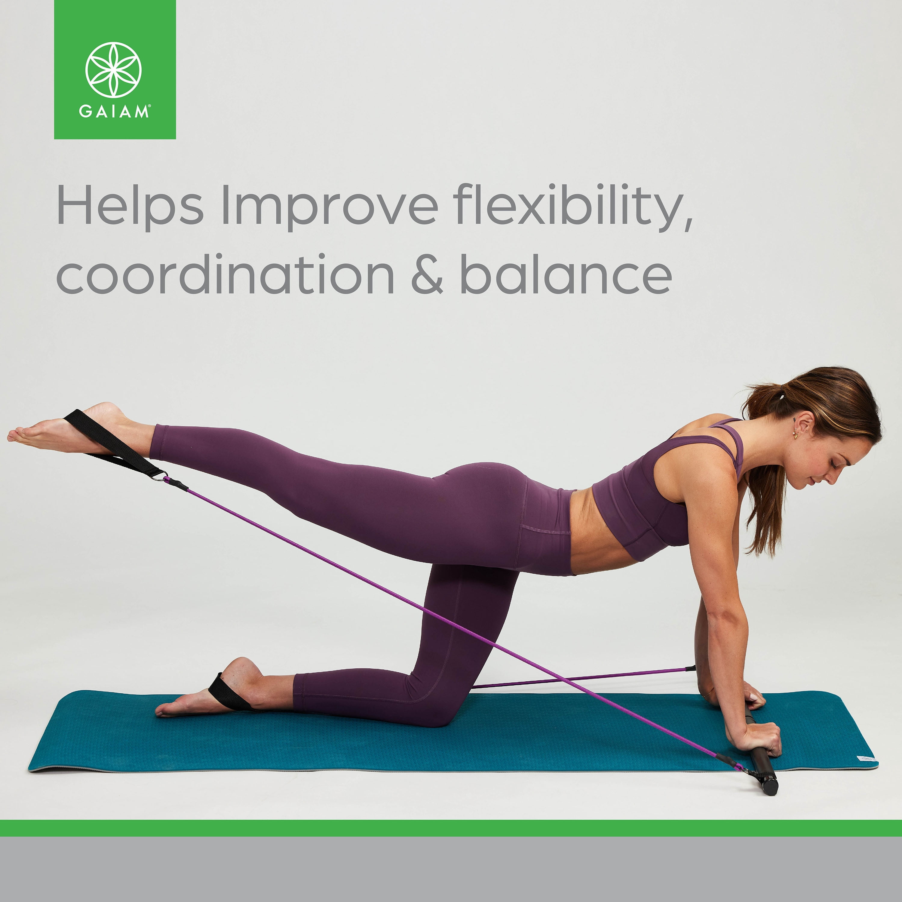 Gaiam Pilates Bar Kit, 1 Bar with 2 Resistance Cords, Exercise & Fitness Accessories, 1 set