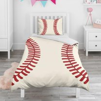 Baseball Pattern Duvet Cover and Pillowcase Set for Single Bedding, Bedroom Accessories for Kids Teens