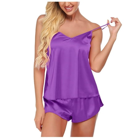 

Lingerie For Women Satin Pajamas Cami Shorts Set Nightwear Pajamas Set Underwear Women