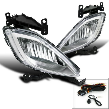- Spec-D Tuning 2011-2013 Elantra Sedan 4D Driving Fog Lamps Front Bumper Lights + Switch Clear 11 12 13 (Left + Right)
