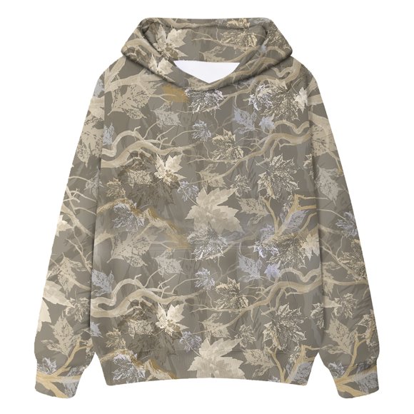 Women Camo Hoodies Oversized Maple Leaf Fleece Hooded Sweatshirt Long Sleeve Fall Trendy Pullover Hoodie with Pocket