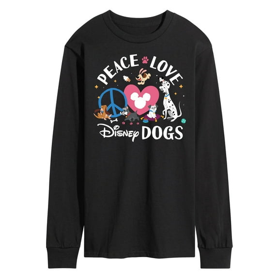 Disney Classics - Cats & Dogs - Peace Love Disney Dogs - Men's Long Sleeve T-Shirt