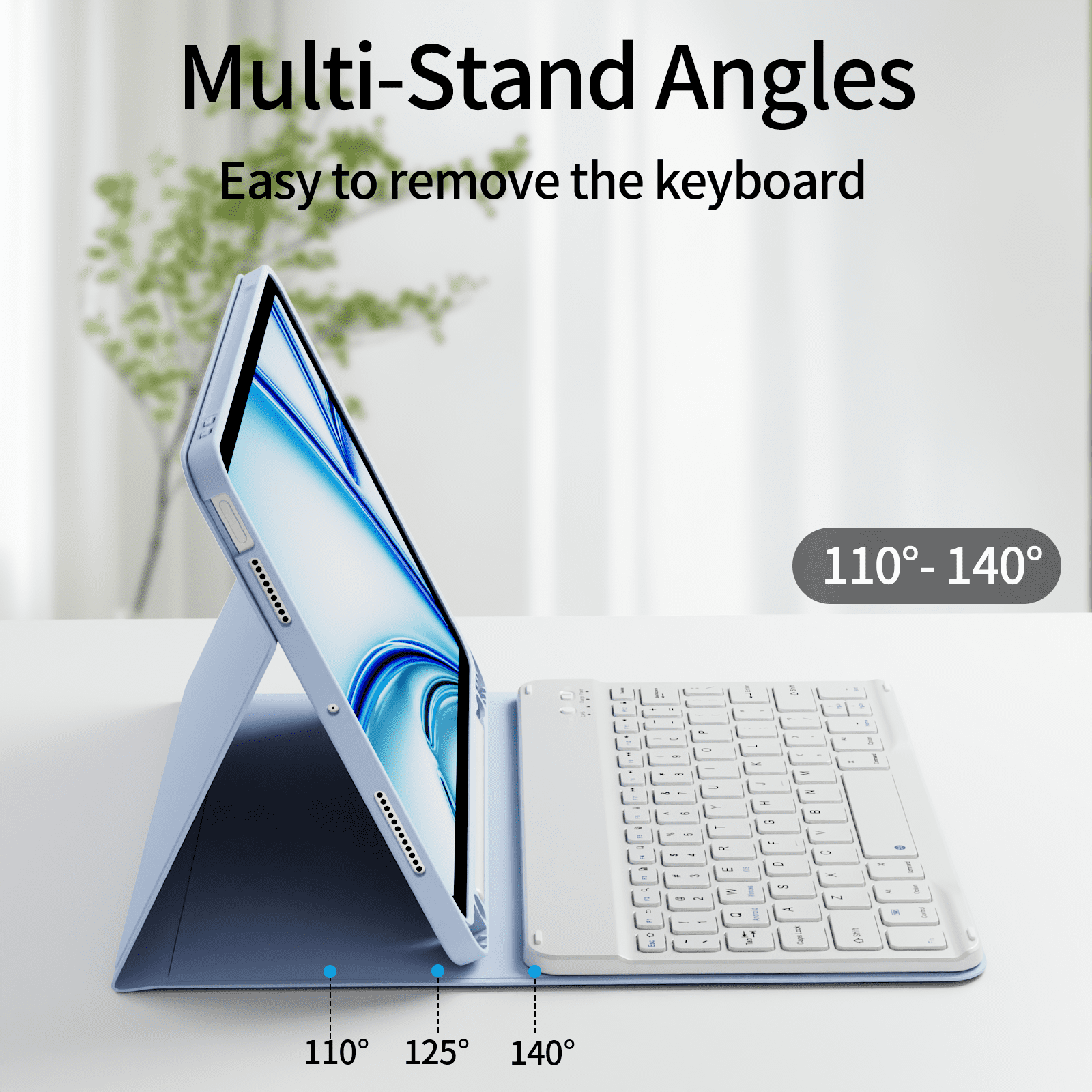 KVTVOU Keyboard Case for iPad Air 11 inch M2/M3 (2024/2025), iPad Air 5th/4th Generation (2022/2020) 10.9 inch, Detachable Wireless Bluetooth Keyboard, Stand Folio Cover with Pencil Holder,Blue
