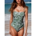 thumbnail image 4 of Top-kevin Women Swimsuit One Piece Bathing Suit Square Neck Cutout Back Tummy Control with Adjustable Spaghetti Straps, 4 of 8