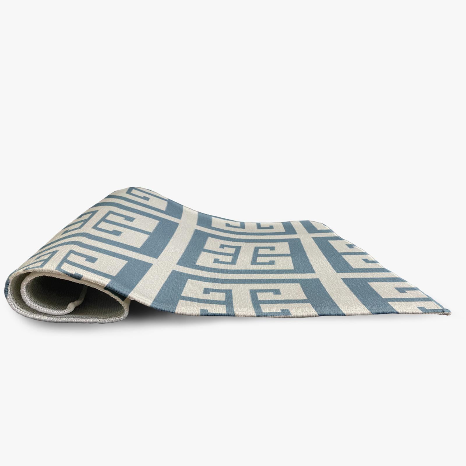 Simply Daisy 5' Round Greek Key Patterned Indoor/Outdoor Rug, Sage