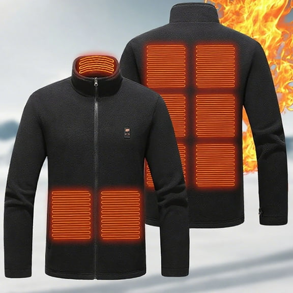 Heated Hoodie Jacket for Man/Woman Heated Coat 9 Heating Zones USB Electric Body Warmer Outerwear Unisex Heating Activewear Jacket Windproof Coats for Camping Skiing Hunting Outdoor Black XXL