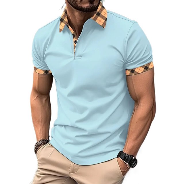 Mens Summer Casual Breathable &Quick Drying Golf Collar Short Sleeved Shirt