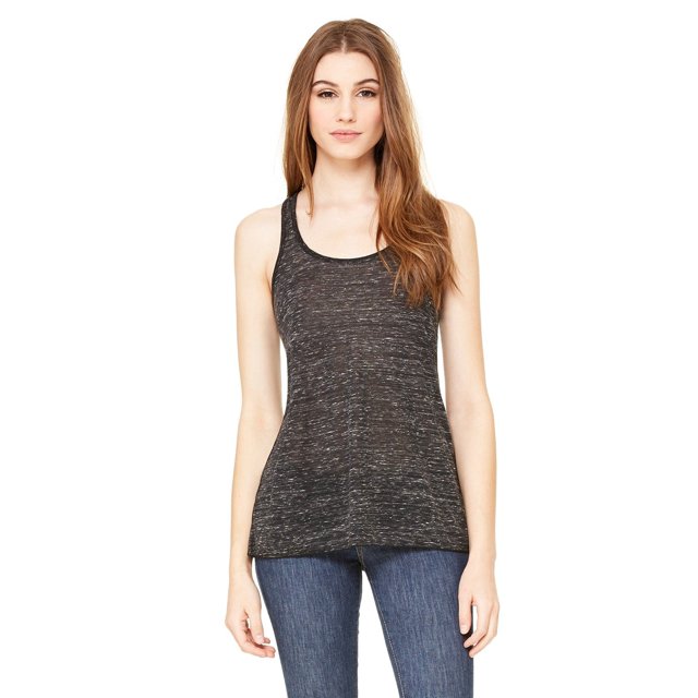 Bella + Canvas Ladies Flowy Racerback Tank - Black Marble - XS - (Style # B8800 - Original Label)