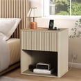 thumbnail image 4 of Rugerasy 2PC Side Tables,Fluted Nightstands with Charging Station & LED Light,Modern Mid Century End Table with Drawer,Farmhouse Bed Side Tables for Sofa Couch,Oak, 4 of 8