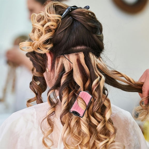 LOLIPPYY 6Pcs Large Pink Hair Rollers for Blowout Look Hair Styling Set No Heat Damagefree