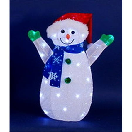 NorthLight 24 inch LED Lighted Jolly Snowman Wearing Santa 