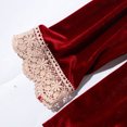 thumbnail image 4 of Lindreshi Pajamas for Women Set Long Sleeve 2pc Nightgown Women's Gold Velvet Embroidered lace Long Sleeve Shirt Trousers Pajama, 4 of 4