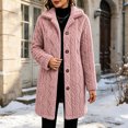 thumbnail image 2 of Yijfswar Cardigan for Women Hooded Long Fleece Jacket Button Down Outerwear, 2 of 5