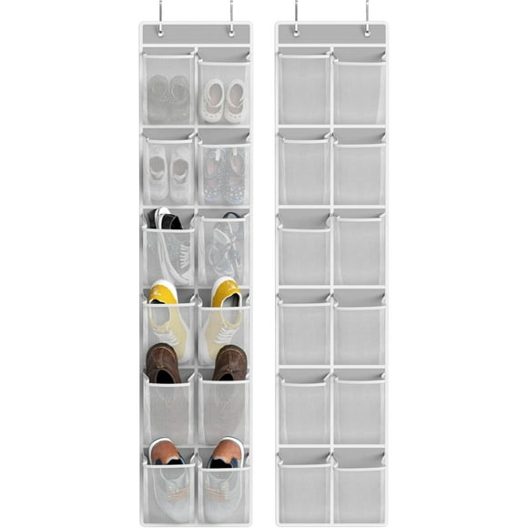 Organizador de zapatos Simple Houseware 24 bolsillos, paquete de 2 unidades, gris