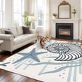 thumbnail image 3 of Summer Marine Life Washable Living Room Rugs 6'x9', Nautical Starfish Ocean Conch Coral Coastal Low Pile Throw Large Area Rug Non-Slip Sturdy Edge Binding Carpet for Dining Room Kitchen Office, 3 of 9