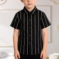 thumbnail image 3 of KAUOD Striped P𝗼lo Shirts for Boys Short Sleeve Loose Fit School 𝗨niform Blouse Summer Casual Comfy Button Down Tops, 3 of 3