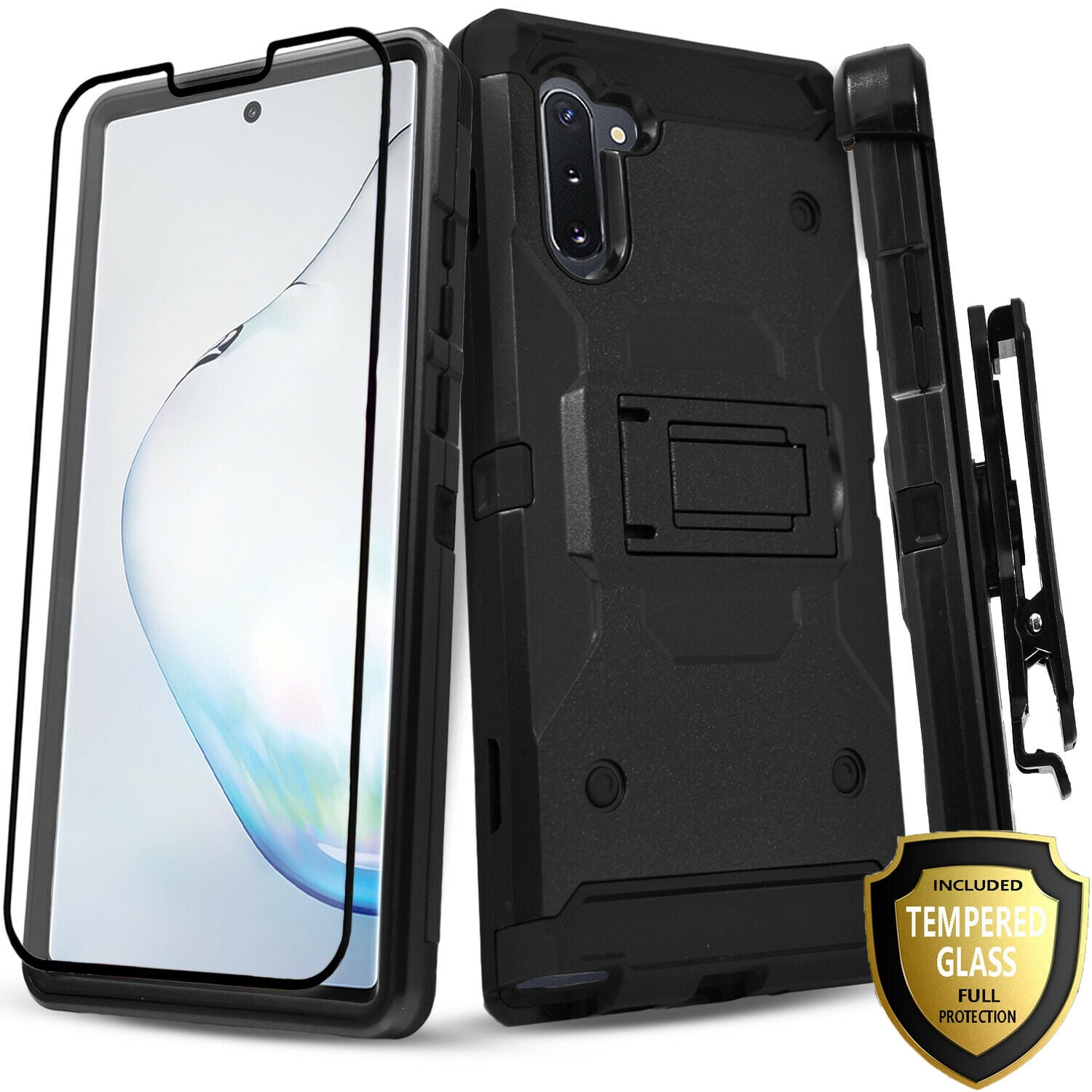 Samsung Galaxy Note 10 Plus Case, With [Tempered Glass Screen Protector