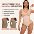 thumbnail image 3 of Vaslanda Women Thong Shapewear Bodysuit Tops with Built-in Bra Pads Smooth Tummy Control Body Shaper, 3 of 7