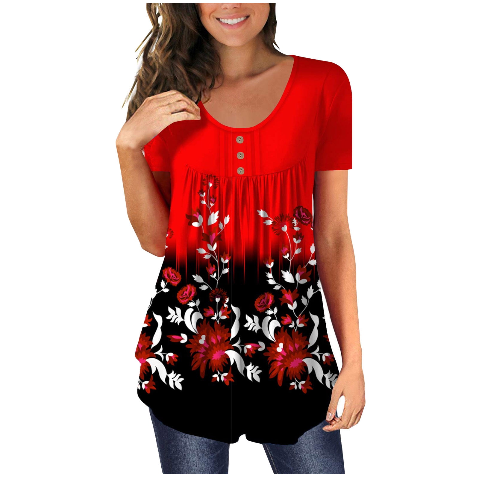 womens red tunic tops for leggings