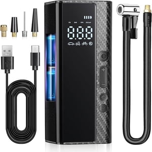 HLONK Tire Inflator Portable Air Compressor  Cordless Car Tire Air Pump  150 PSI Powerful Tire Inflator with LCD Display for Car  Bikes  Ball  Motorcycle Tires