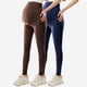 thumbnail image 2 of Amzcrzy 2PC Leggings premamá color liso por encima de la barriga clásicos largo completo cómodos suaves yoga ejercicio informal S-XL Marrón, 2 of 6