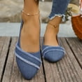 thumbnail image 2 of Denim Ballet Flat Shoes for Women Trendy Fringe Round Toe Nonslip Comfy Soft Sole Walking Shoes Casual Dressy Wedding Shoes Blue Size 7, 2 of 8