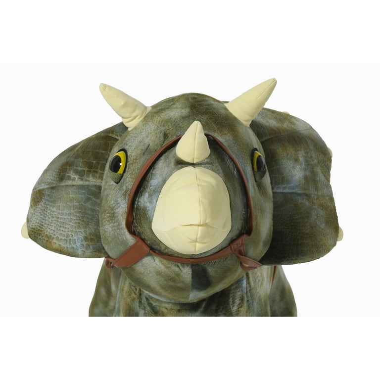 Plush jurassic world triceratops sales ride on