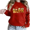 thumbnail image 2 of Lilgiuy Women's Fall Winter Tops Fashion Solid Color Cute Graphic Long Sleeve Halloween Sweatshirts Hoodless Pullover Shirts Gifts for Women Red, 2 of 5