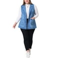 thumbnail image 2 of Agnes Orinda Women's Plus Size Denim Vests Dressy Sleeveless Lapel Casual Long Jean Jackets Tunic Vest with Pockets 2X Medium Blue, 2 of 5