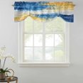 thumbnail image 2 of Tie Up Valance Curtain for Kitchen, Yellow Blue Gradient Watercolor Rod Pocket Short Curtains Adjustable Tie-Up Shade Valances, Abstract Color Block Window Treatment for Bathroom Living Room Bedroom, 2 of 9