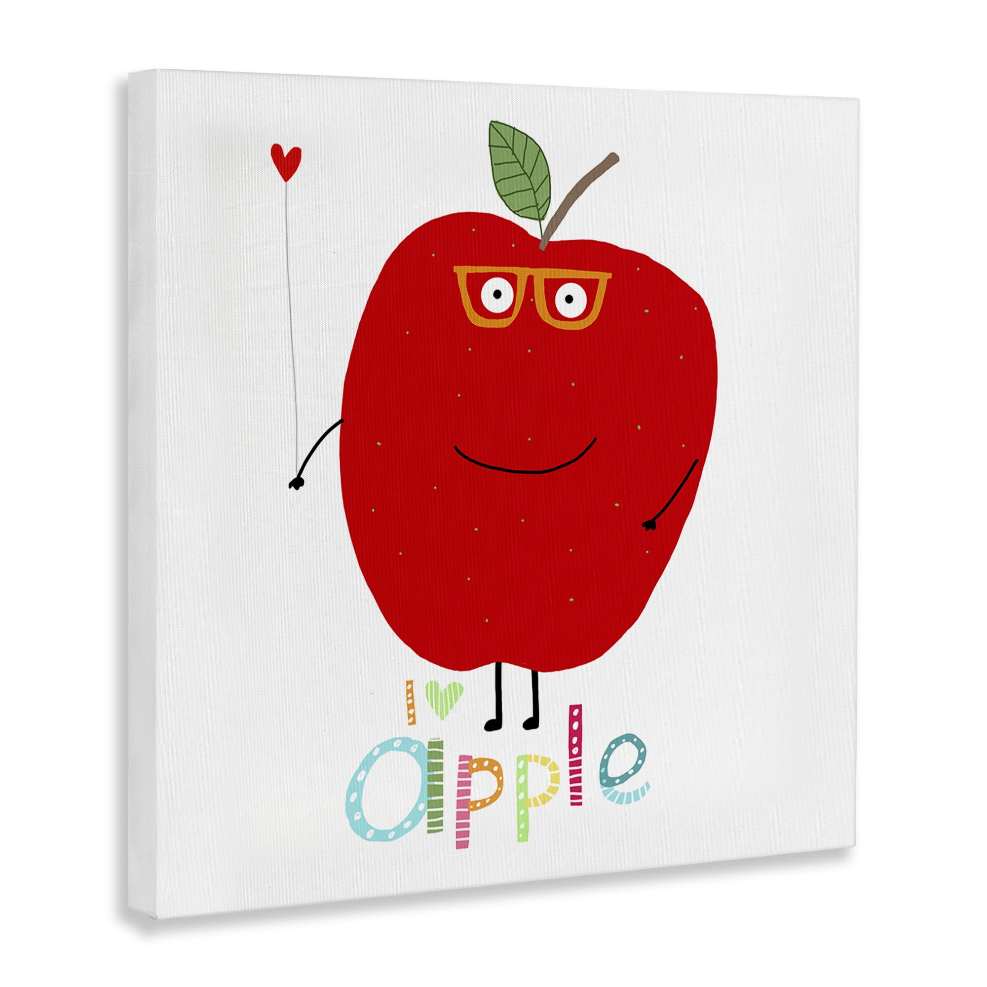 Stupell Industries Fun Smiling Apple Food & Beverage Painting Wrapped Canvas Art Print Wall Art, 36 x 36