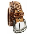 thumbnail image 3 of Challenger Men's 1-1/2" Wide Tan Leather Floral Tooled Casual Jean Belt 26FK03, 3 of 3