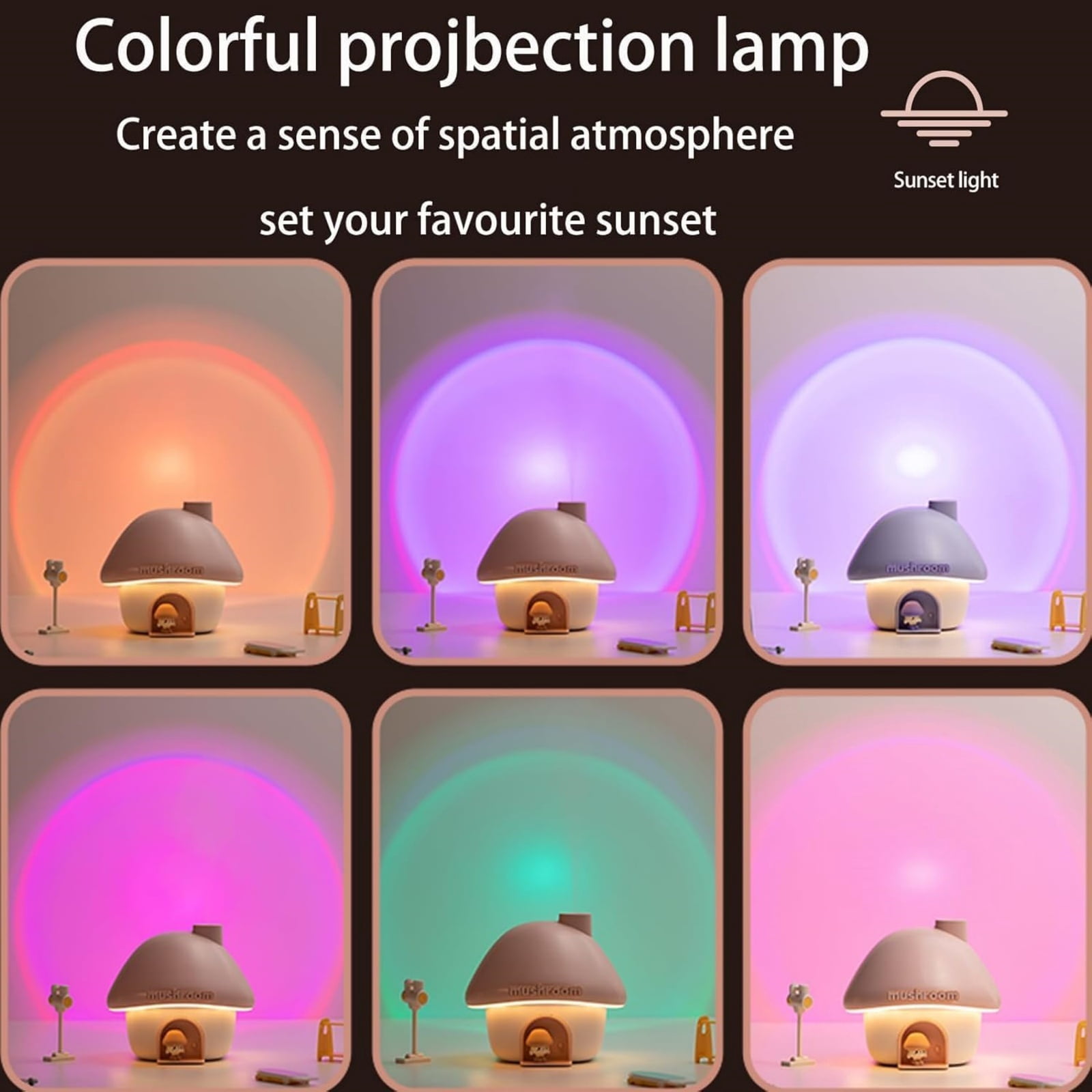 Cute Mushroom House Humidifier, 300ml Small Cool Mist Humidifers, USB Rechargeable Mini Portable Air Humidifer with Night Light for Bedroom, Office, Car, Travel, Indoor Plants Pink