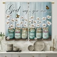 thumbnail image 5 of Teal Daisy Farmhouse Floral Kitchen Curtains Rustic Flower Small Short Cafe Window Curtains Country Wooden Barn Inspirational Bathroom Window Drapes Treatment Tier Curtains (27.5x36 Inch), 5 of 6