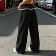 thumbnail image 6 of Ozmmyan Womens Wide Leg Sweatpants for Womens High Elastic Waist Ruffle Lace Trim Casual Lounge Pants with Pockets, 6 of 7