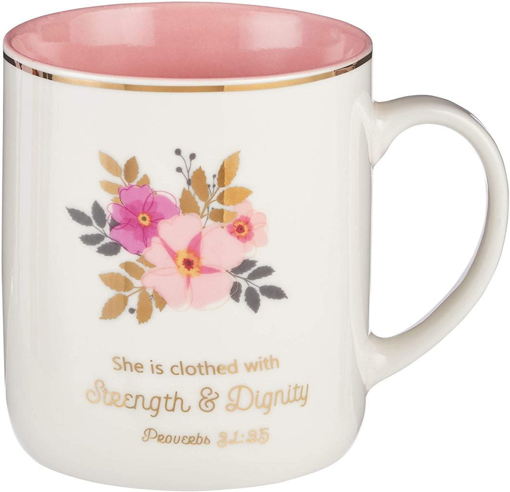 She Is Clothed With Strength And Dignity Coffee Mug-Inspirational Motivational Coffee Mug Gift Idea For Women