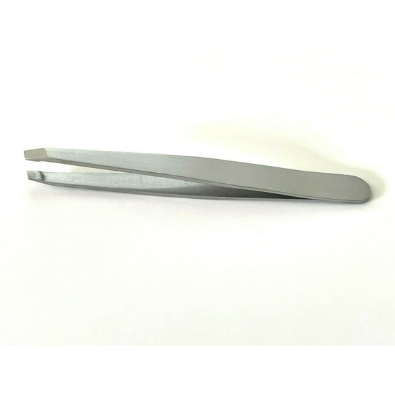 Eyebrow Grooming Hair Removal Tweezers Slanted Tip Silver