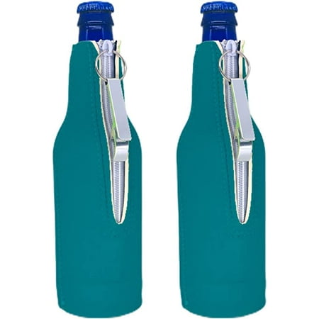 

Blank Neoprene Beer Bottle Coolie with Opener (Turquoise 2 Pack)