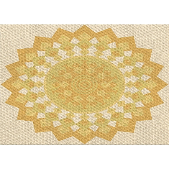 Ahgly Company Machine Washable Indoor Rectangle Transitional Yellow Area Rugs, 2' x 3'