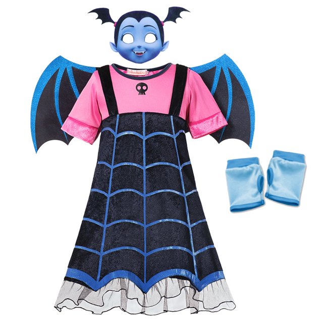 Vestido de niñas Vampirina Fantasia Infantil Cosplay Disfraces Halloween Carnival Party Disfraz Vampire Kids Cothes With Wing Outfits5-6T (Etiqueta 140) Gao Jinjia LED
