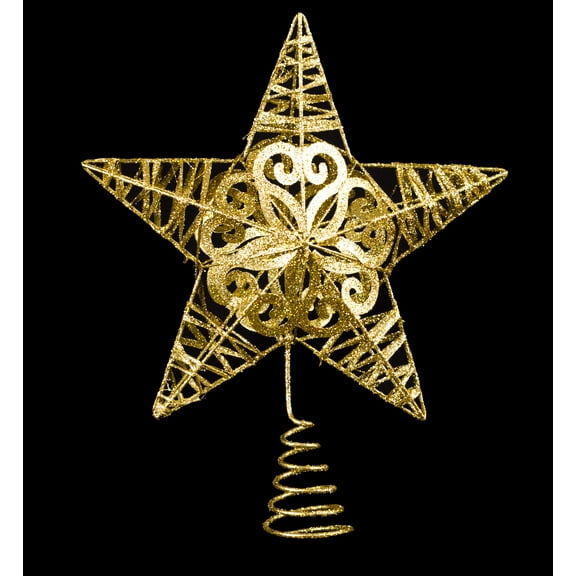 10" Metal Glittered Gold Star Tree Topper