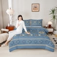thumbnail image 4 of Manfei Abstract Rhombus Floral Full Size Comforter Sets,Retro Boho Geometric Bedding Comforter Set,Blue Brwon Bedding Sets For Girls Boys,Luxury Bedroom Decor Reversible,3 Pieces, 4 of 8