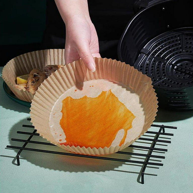 Oil-absorbing paper, the seller uses air fryer special paper double-sided  silicone oil paper baking round boxed oil-absorbing paper food-grade paper  holder-white 25 sheets (16*4.5cm)-OPP bag 