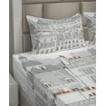 thumbnail image 2 of Ambesonne Cityscape Fitted & Top Sheet Set with Shams, Paris Aerial Scenery, Pale Grey Orange White, 2 of 4